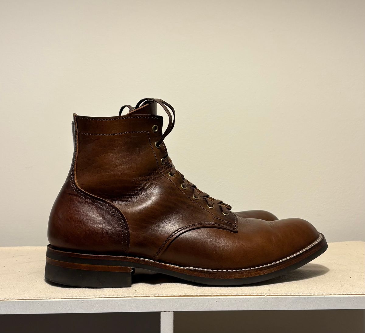 Photo by Asian on November 1, 2025 of the Oldspeed Service Boot 6” in Horween Brown Chromexcel Horsehide.