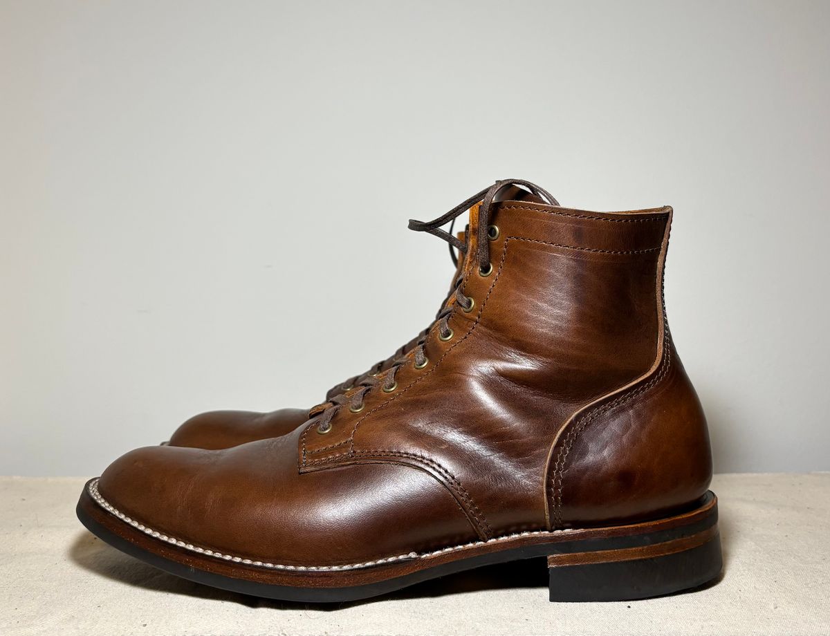 Photo by Asian on November 6, 2025 of the Oldspeed MFG Service Boot 6” in Horween Brown Chromexcel Horsehide.