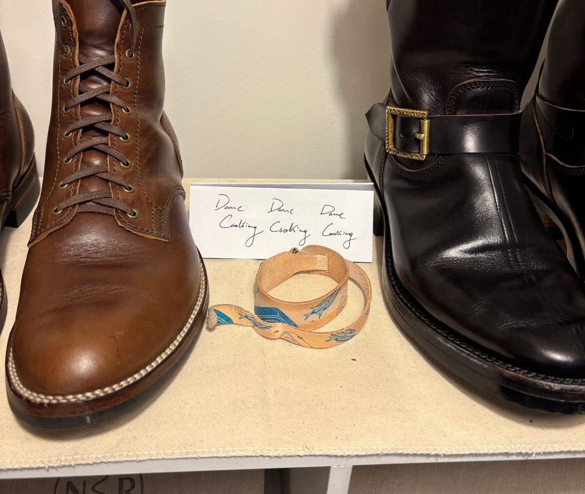 Photo by Asian on November 1, 2025 of the Harker Leatherworks Wrist Cuff in Unknown Natural Veg Tan.