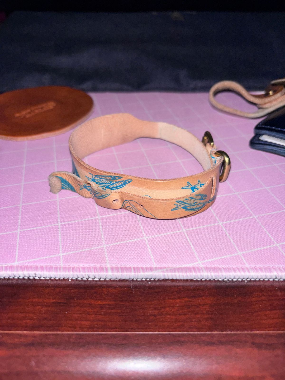 Photo by Asian on February 6, 2026 of the Harker Leatherworks Wrist Cuff in Unknown Natural Veg Tan.