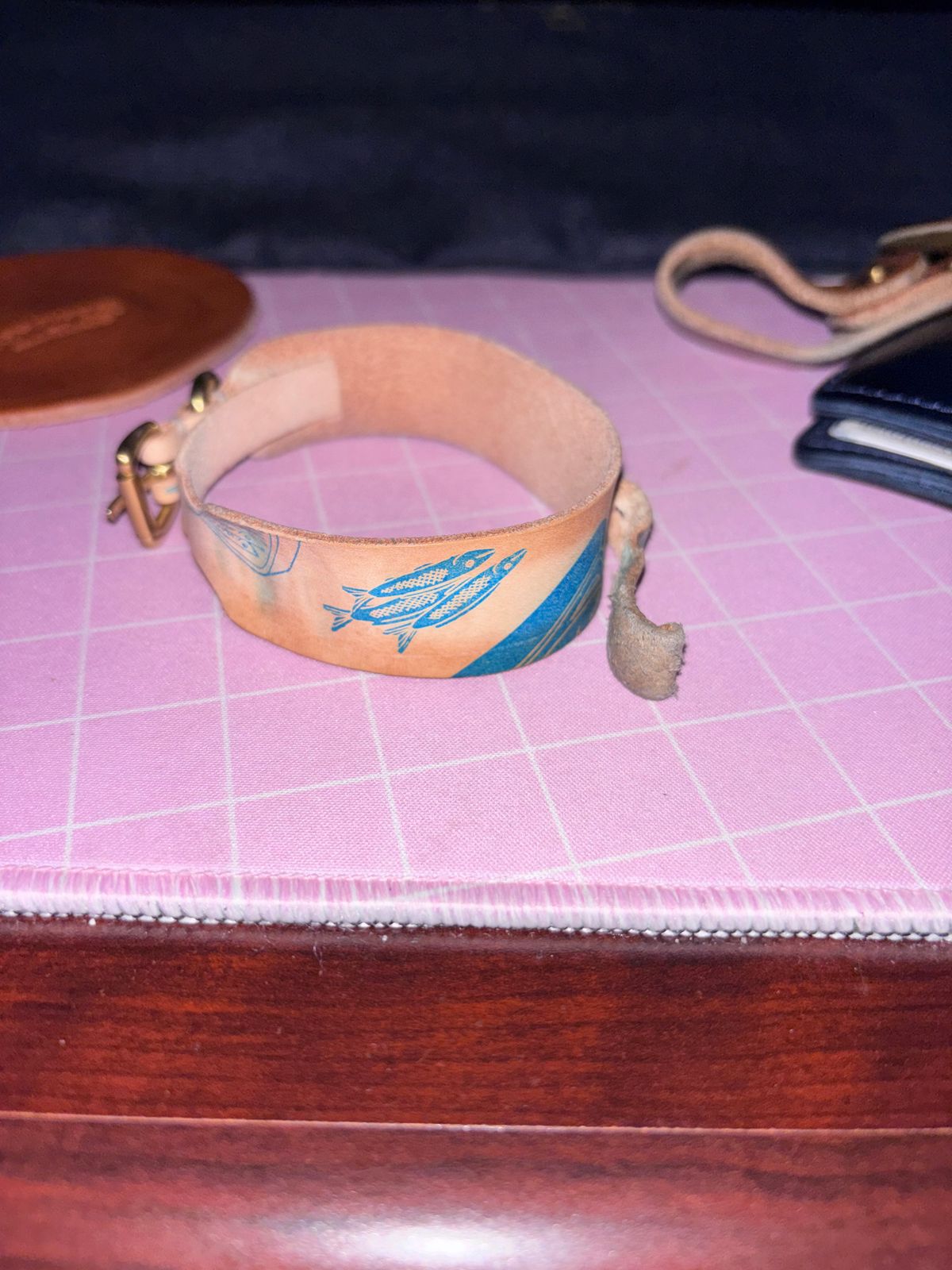 Photo by Asian on February 6, 2026 of the Harker Leatherworks Wrist Cuff in Unknown Natural Veg Tan.