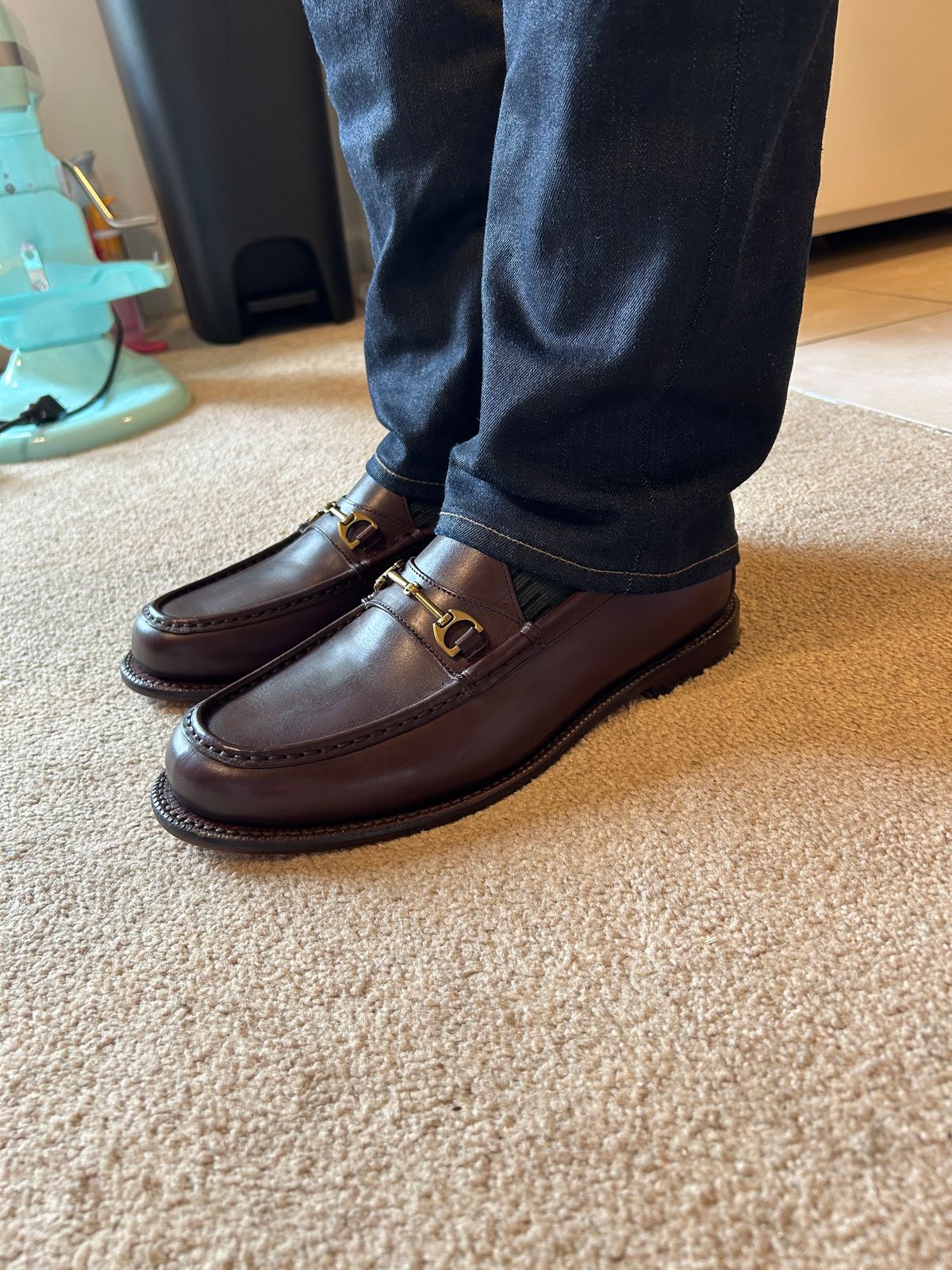 Photo by BootsAndBooks on July 31, 2024 of the Grant Stone Horsebit Loafer in Tobacco Calf.