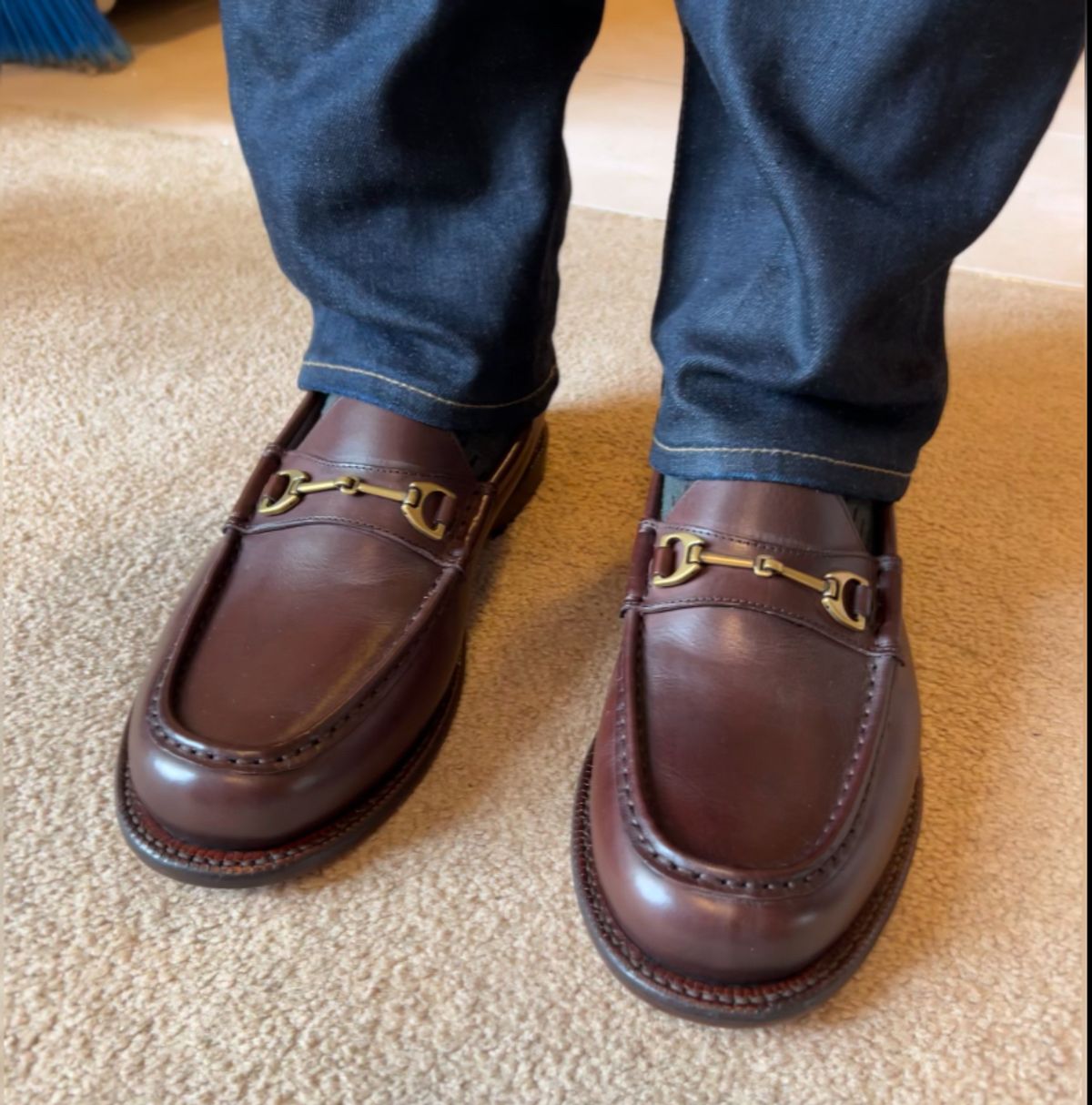 Photo by BootsAndBooks on August 1, 2024 of the Grant Stone Horsebit Loafer in Tobacco Calf.