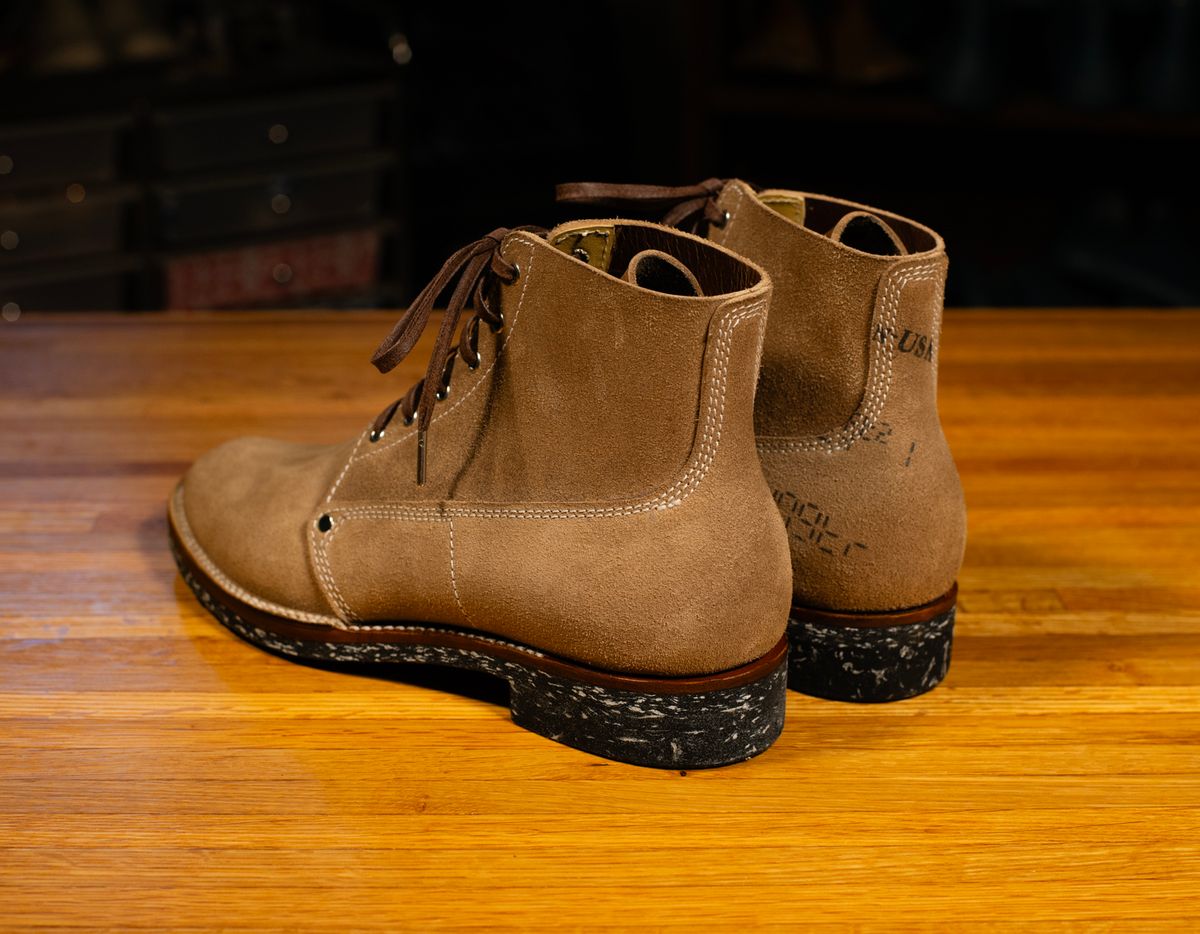 Photo by Asian on May 10, 2025 of the Oldspeed Pershing Boot in Horween Natural Chromexcel Roughout.