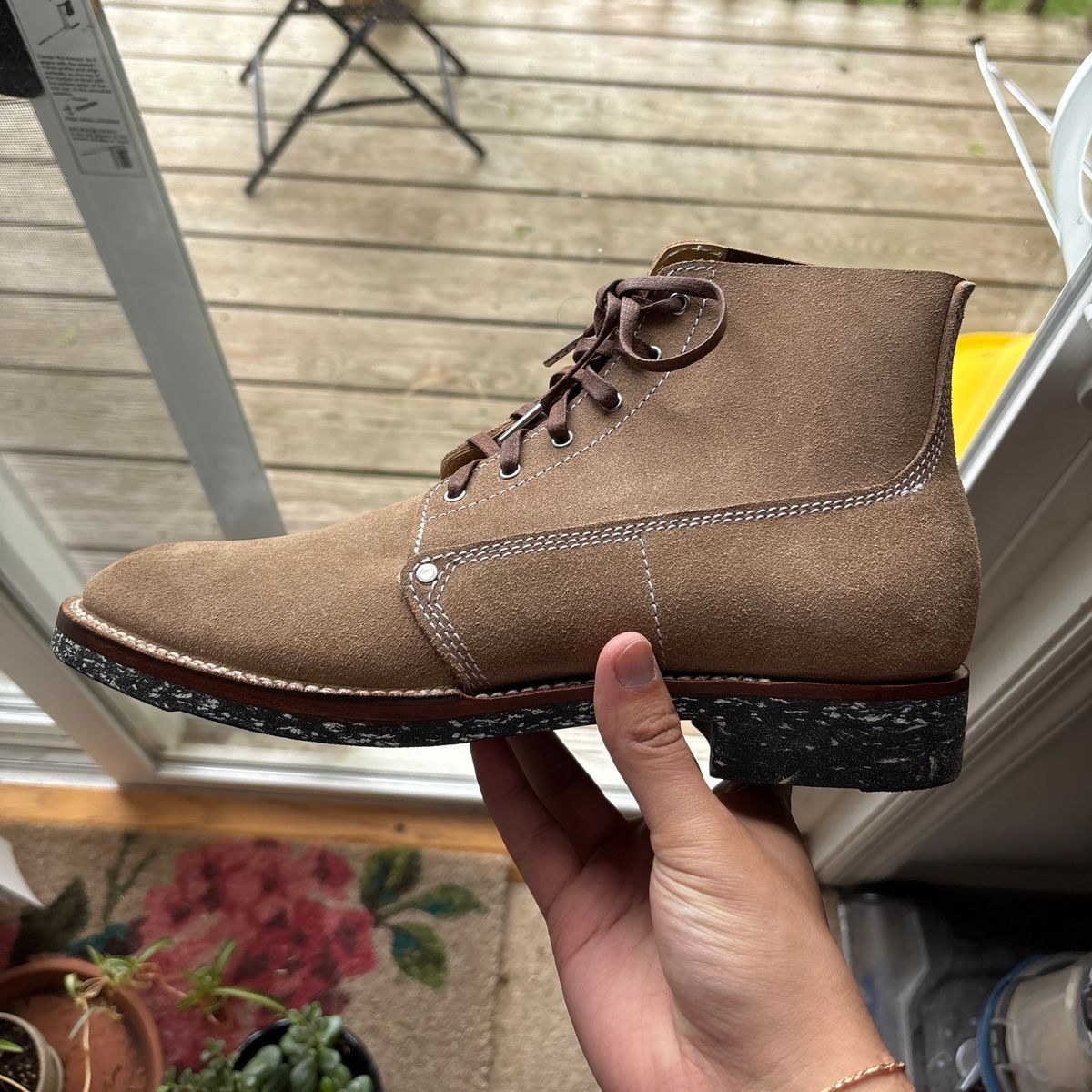 Photo by Asian on May 13, 2025 of the Oldspeed Pershing Boot in Horween Natural Chromexcel Roughout.