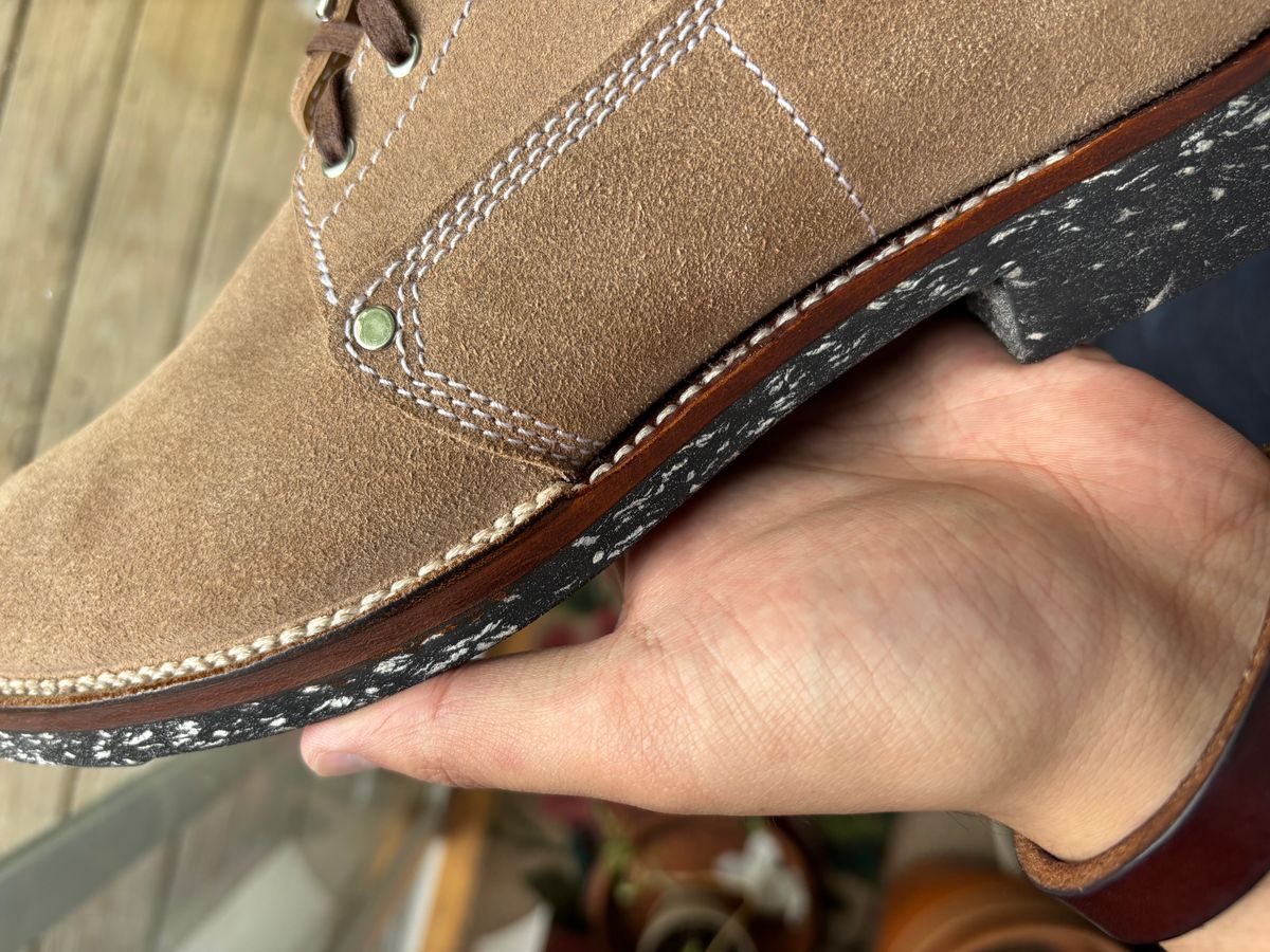 Photo by Asian on May 13, 2025 of the Oldspeed Pershing Boot in Horween Natural Chromexcel Roughout.