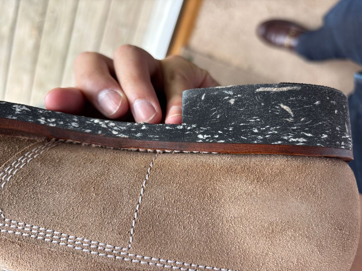 Photo by Asian on May 13, 2025 of the Oldspeed Pershing Boot in Horween Natural Chromexcel Roughout.