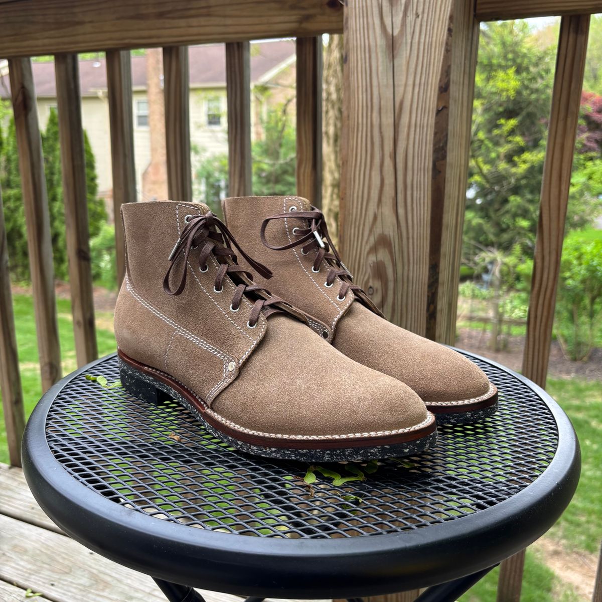 Photo by Asian on May 13, 2025 of the Oldspeed Pershing Boot in Horween Natural Chromexcel Roughout.