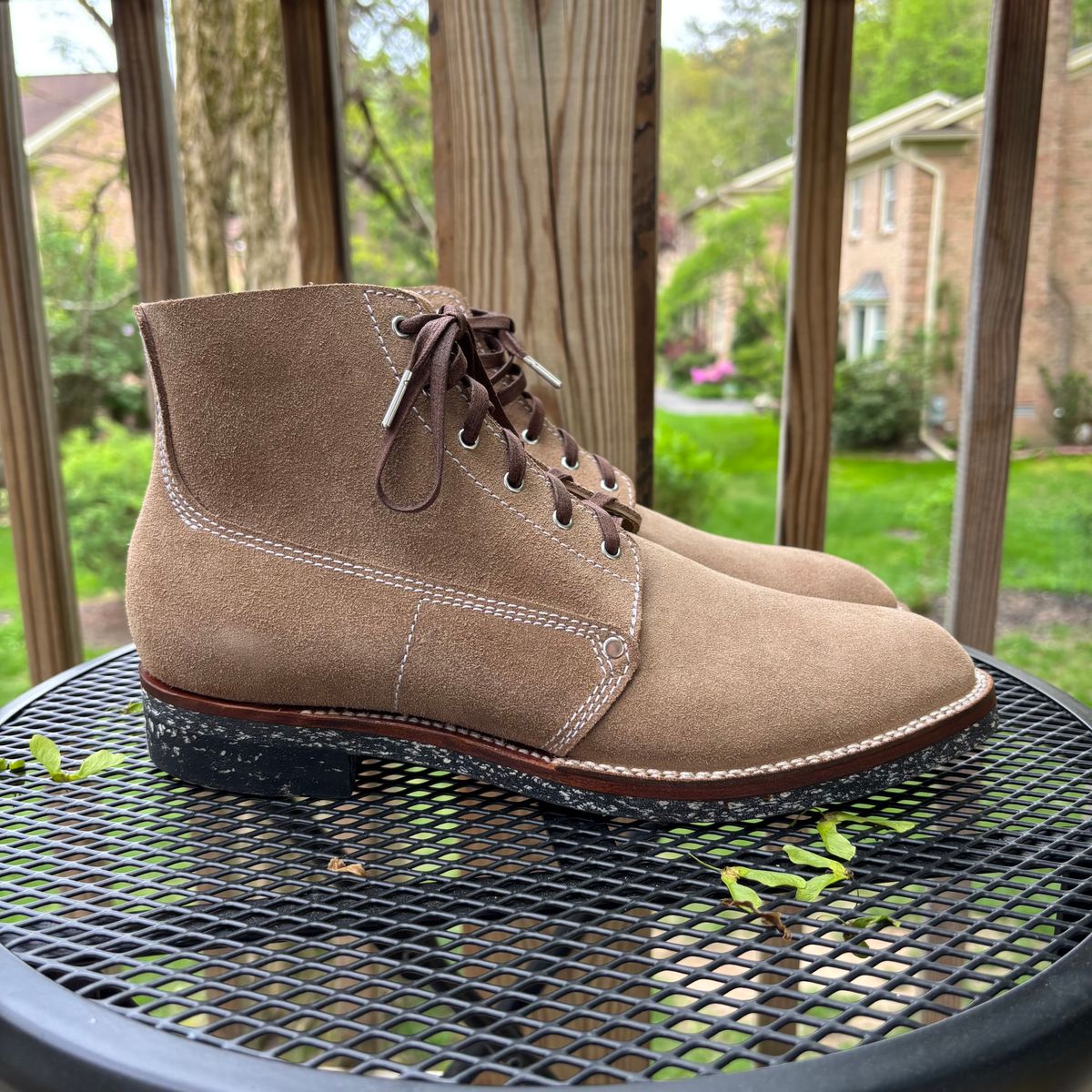 Photo by Asian on May 13, 2025 of the Oldspeed Pershing Boot in Horween Natural Chromexcel Roughout.