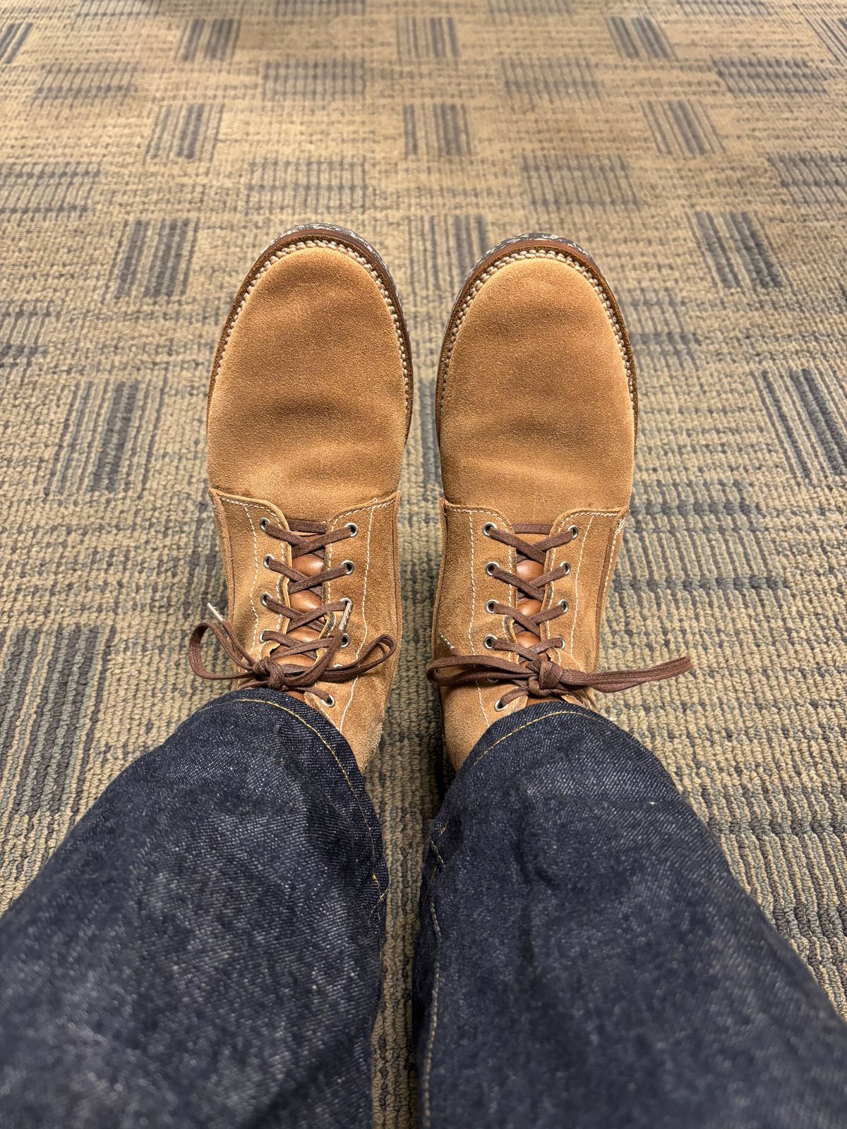 Photo by RawCordedSoul on June 26, 2025 of the Oldspeed Trench Boot in Horween Natural Chromexcel Roughout.
