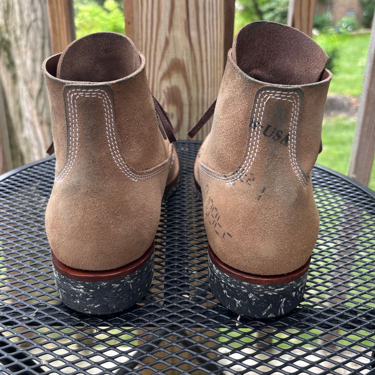 Photo by RawCordedSoul on June 27, 2025 of the Oldspeed Trench Boot in Horween Natural Chromexcel Roughout.