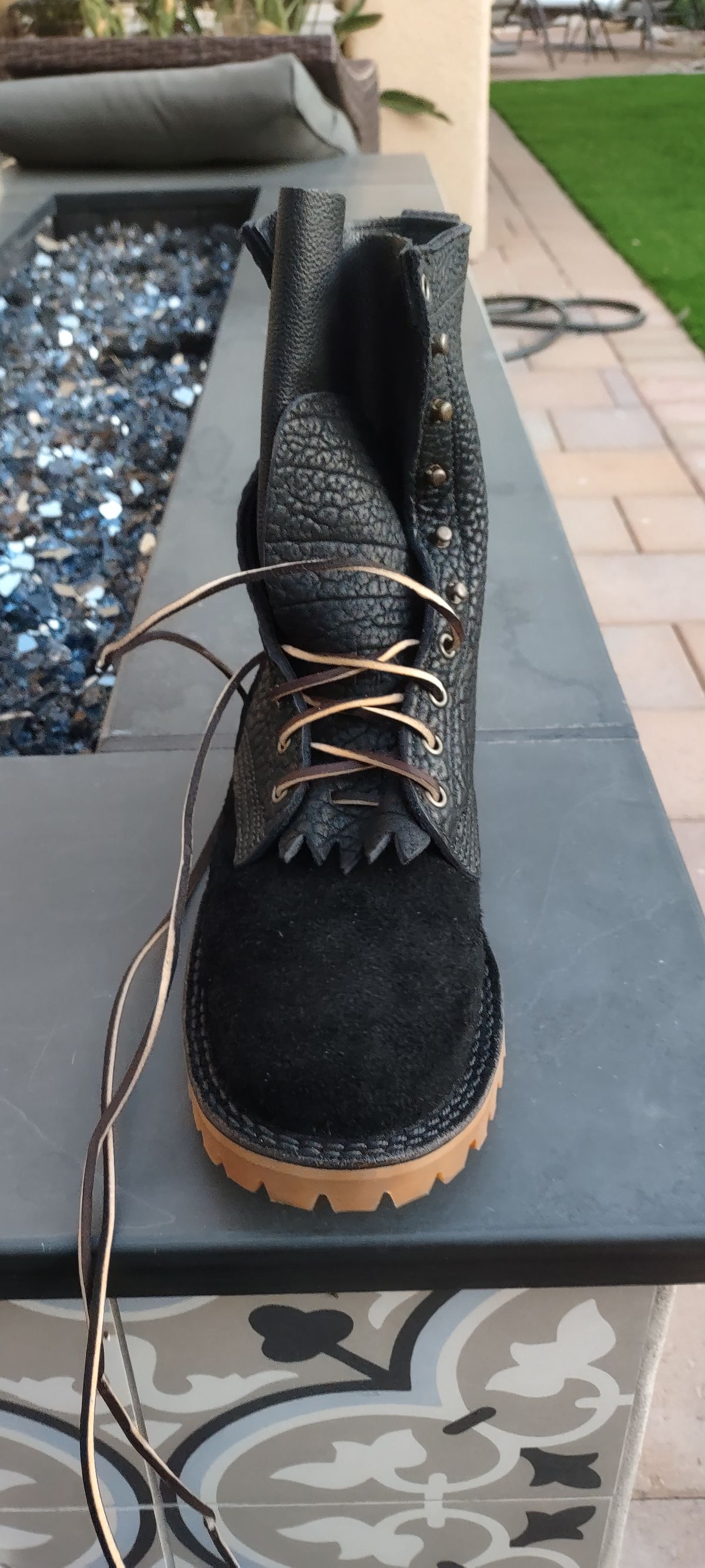Photo by markt on October 4, 2023 of the JK Boots O.T. in Bison Roughout.