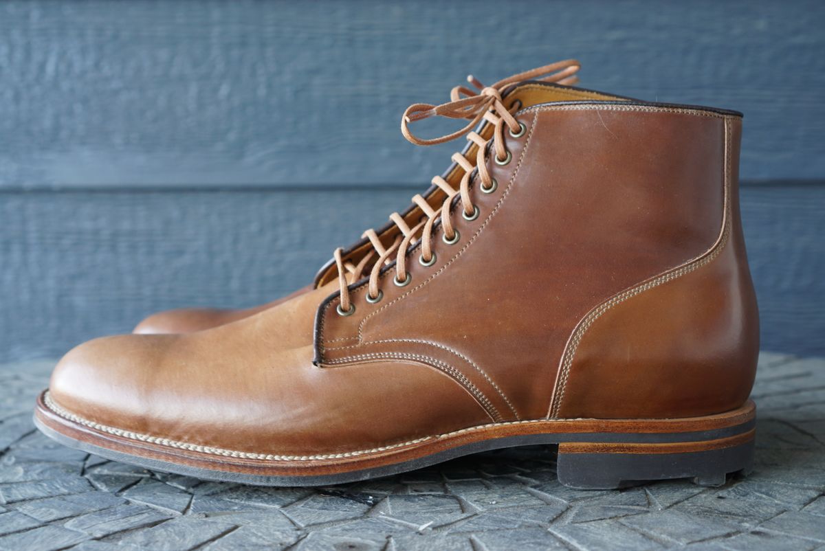 Photo by GuardedGoods on September 30, 2022 of the Viberg Service Boot in Horween Bourbon Shell Cordovan.