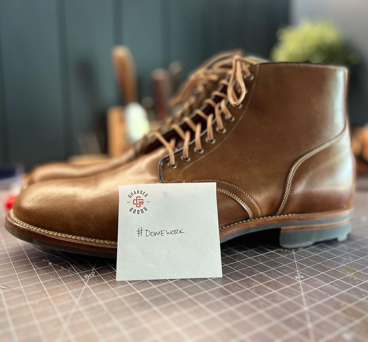 Photo by GuardedGoods on October 2, 2022 of the Viberg Service Boot in Horween Bourbon Shell Cordovan.