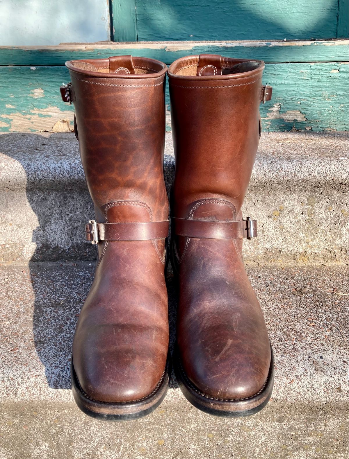 Photo by ermoyce on December 5, 2022 of the Attractions BILTBUCK Engineer Boots in Brown Italian Horsebutt.