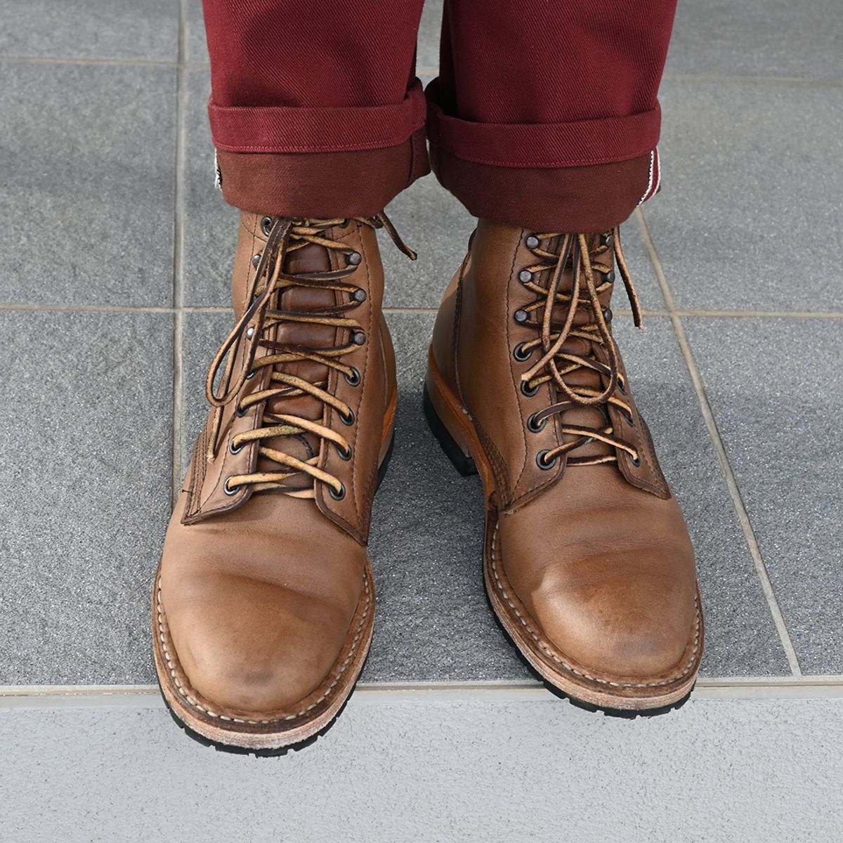 Photo by vasuki_design on January 3, 2024 of the White's MP-Sherman Plain Toe in Horween Natural Chromexcel.