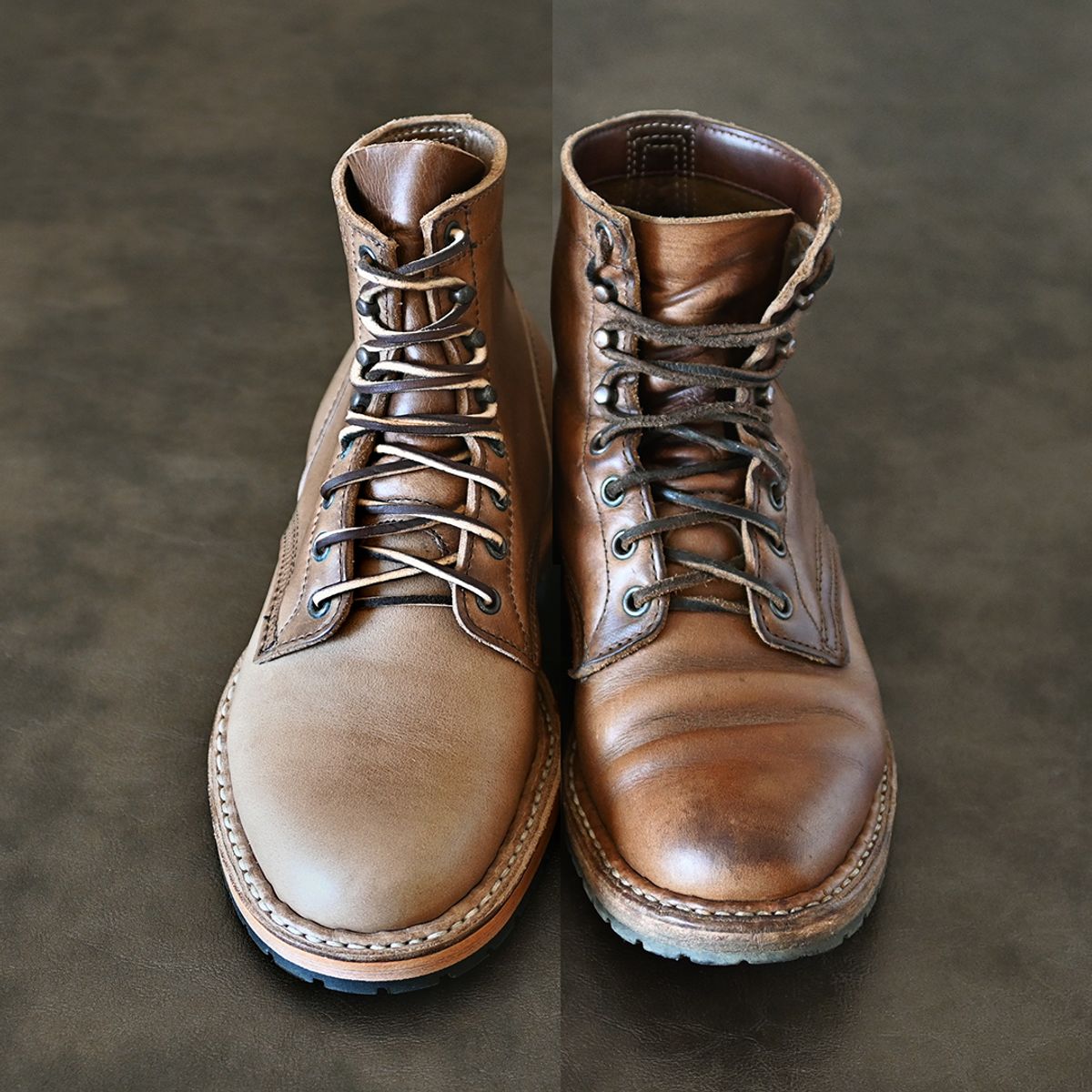 Photo by vasuki_design on April 3, 2024 of the White's MP-Sherman Plain Toe in Horween Natural Chromexcel.