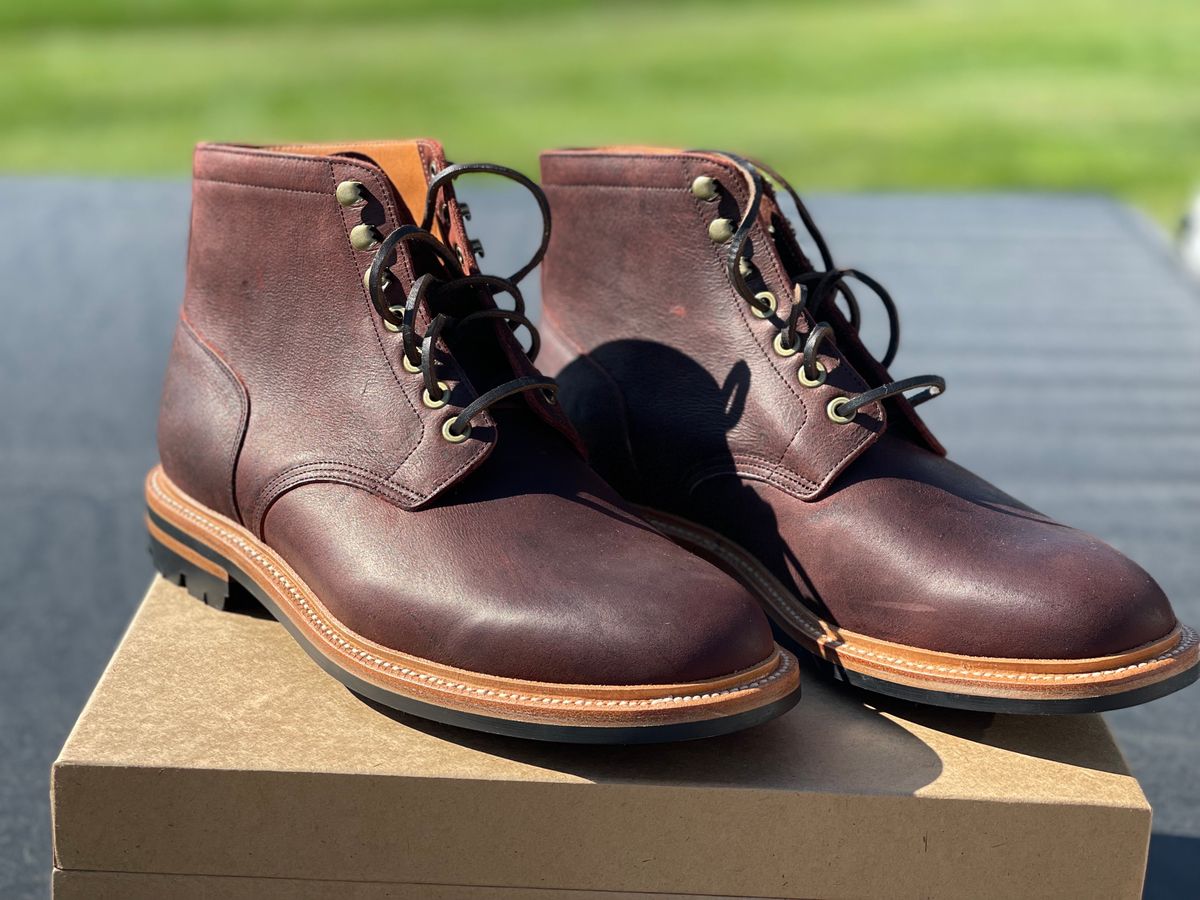 Photo by nasnurse on September 19, 2022 of the Grant Stone Diesel Boot in C.F. Stead Dark Burgundy Classic Kudu.