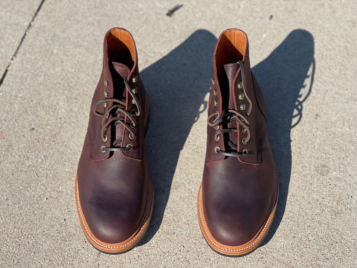 Photo by nasnurse on September 19, 2022 of the Grant Stone Diesel Boot in C.F. Stead Dark Burgundy Classic Kudu.