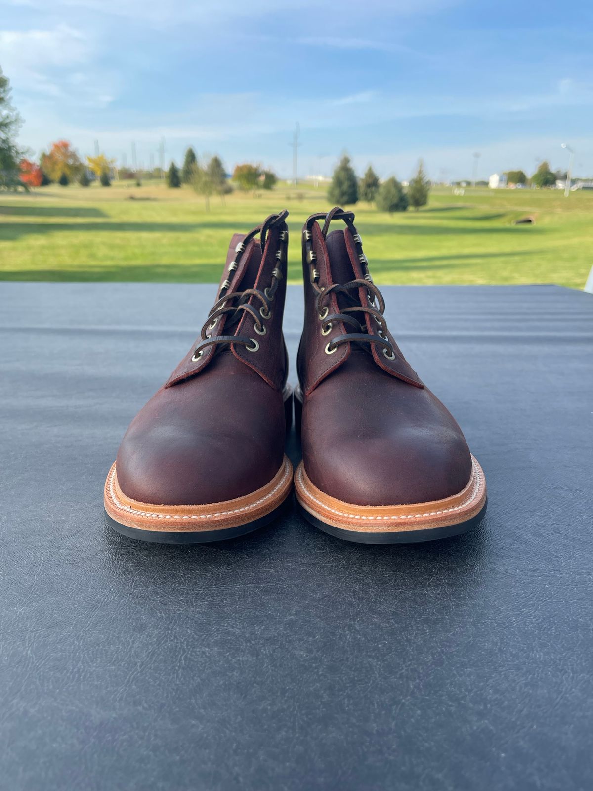 Photo by nasnurse on October 3, 2022 of the Grant Stone Diesel Boot in C.F. Stead Dark Burgundy Classic Kudu.