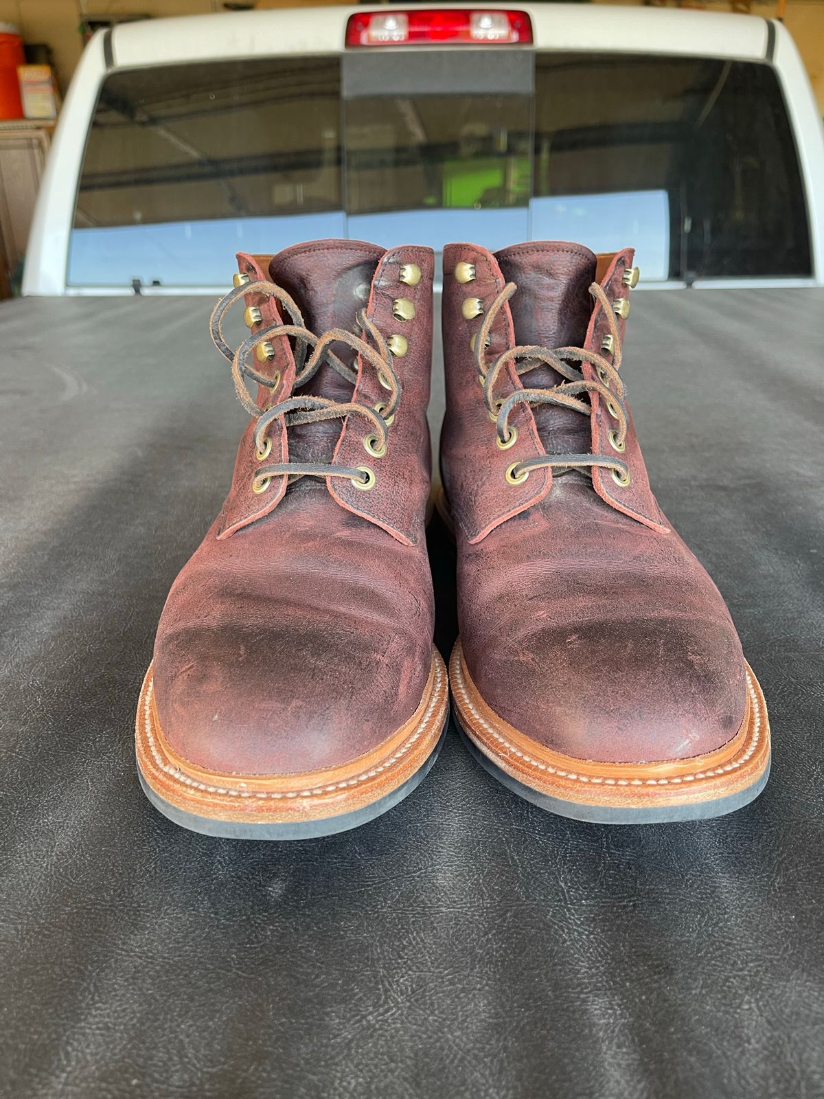 Photo by nasnurse on November 1, 2022 of the Grant Stone Diesel Boot in C.F. Stead Dark Burgundy Classic Kudu.