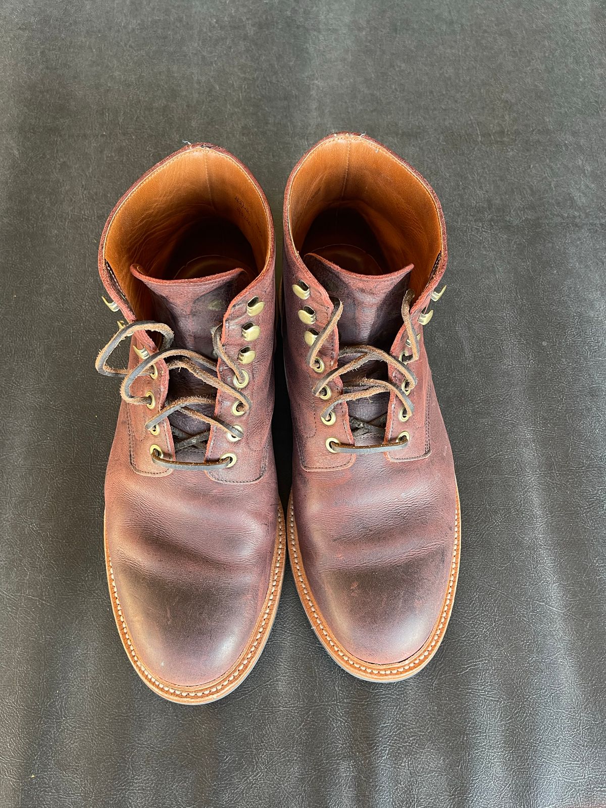 Photo by nasnurse on November 1, 2022 of the Grant Stone Diesel Boot in C.F. Stead Dark Burgundy Classic Kudu.