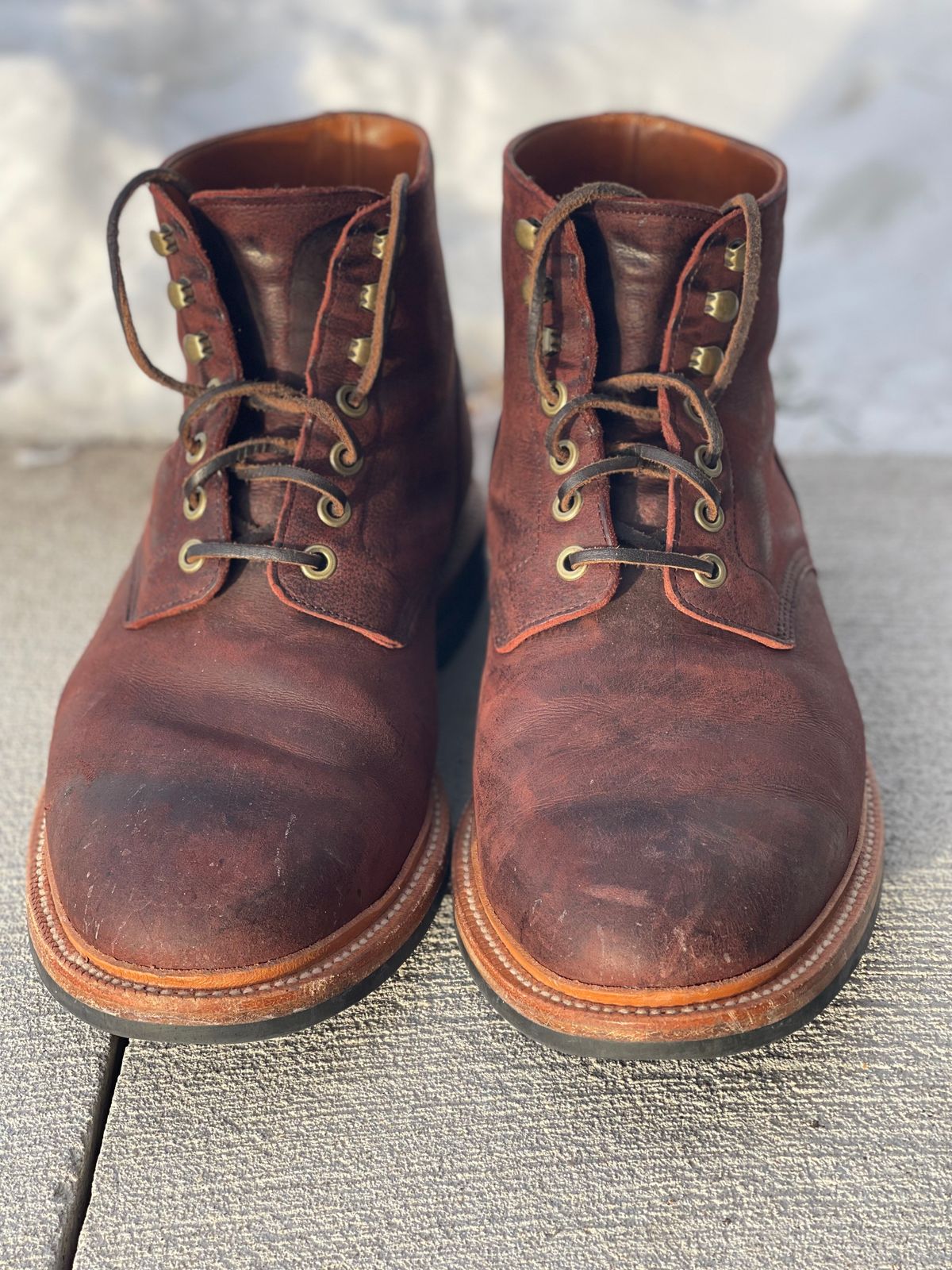 Photo by nasnurse on December 2, 2022 of the Grant Stone Diesel Boot in C.F. Stead Dark Burgundy Classic Kudu.