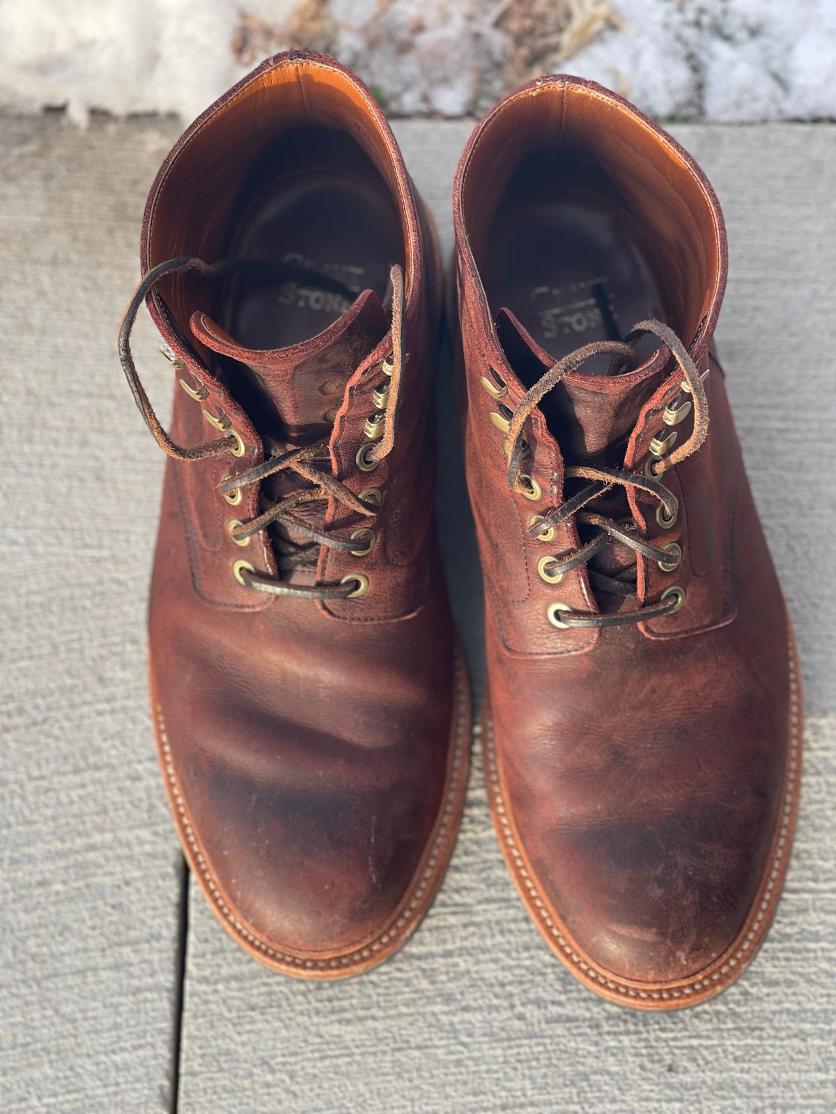 Photo by nasnurse on December 2, 2022 of the Grant Stone Diesel Boot in C.F. Stead Dark Burgundy Classic Kudu.