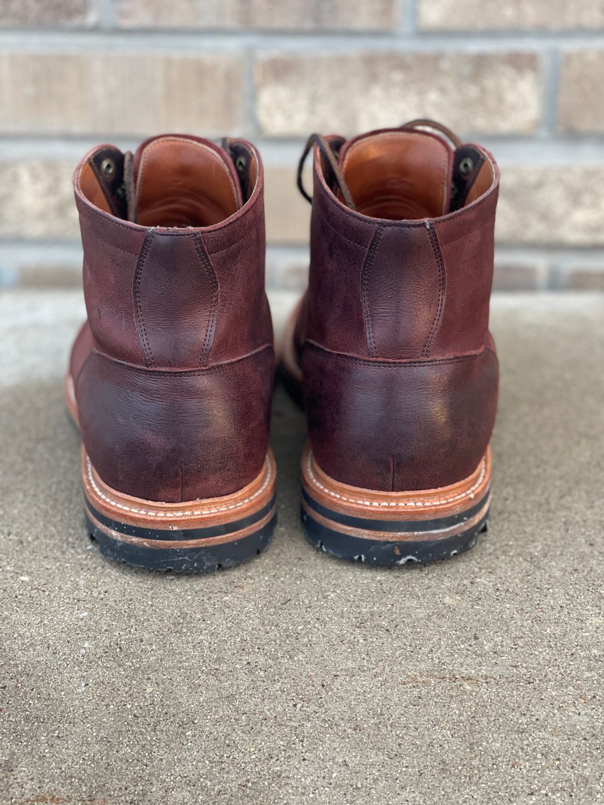 Photo by nasnurse on January 1, 2023 of the Grant Stone Diesel Boot in C.F. Stead Dark Burgundy Classic Kudu.