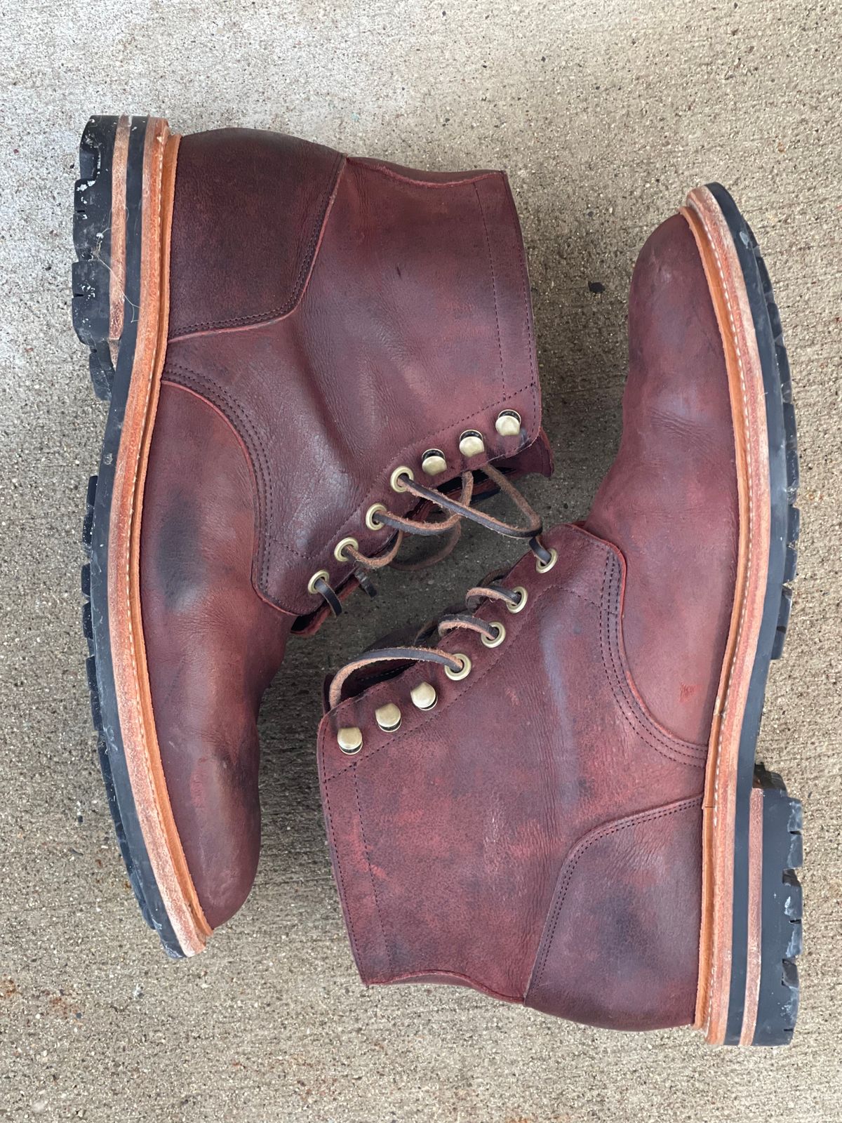 Photo by nasnurse on January 1, 2023 of the Grant Stone Diesel Boot in C.F. Stead Dark Burgundy Classic Kudu.