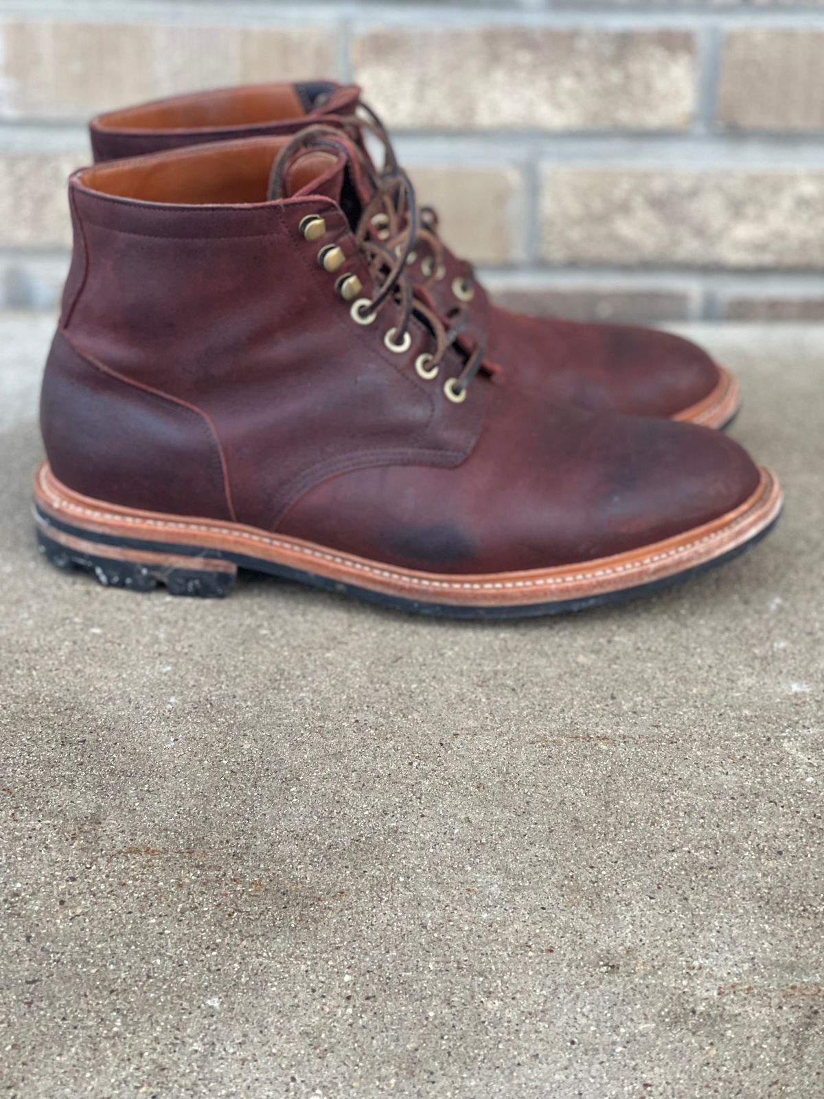 Photo by nasnurse on January 1, 2023 of the Grant Stone Diesel Boot in C.F. Stead Dark Burgundy Classic Kudu.