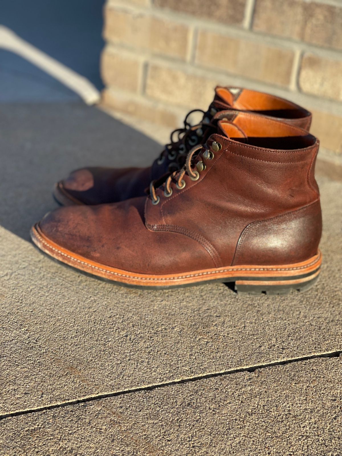 Photo by nasnurse on February 2, 2023 of the Grant Stone Diesel Boot in C.F. Stead Dark Burgundy Classic Kudu.