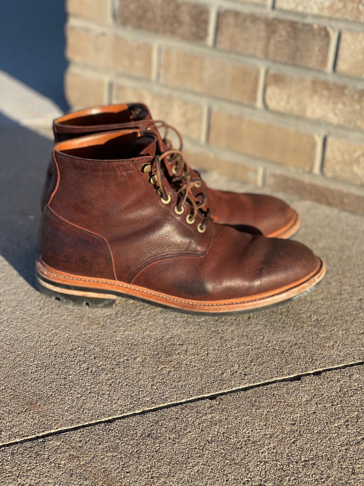 Photo by nasnurse on February 2, 2023 of the Grant Stone Diesel Boot in C.F. Stead Dark Burgundy Classic Kudu.