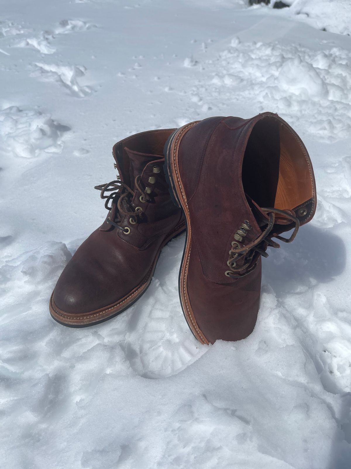 Photo by nasnurse on April 1, 2023 of the Grant Stone Diesel Boot in C.F. Stead Dark Burgundy Classic Kudu.