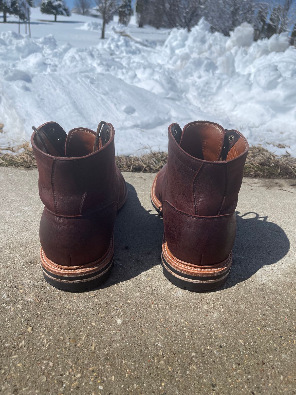 Photo by nasnurse on April 1, 2023 of the Grant Stone Diesel Boot in C.F. Stead Dark Burgundy Classic Kudu.