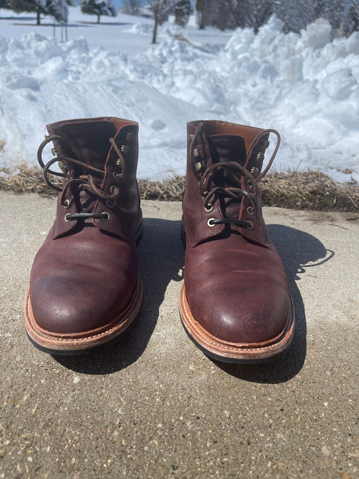 Photo by nasnurse on April 1, 2023 of the Grant Stone Diesel Boot in C.F. Stead Dark Burgundy Classic Kudu.