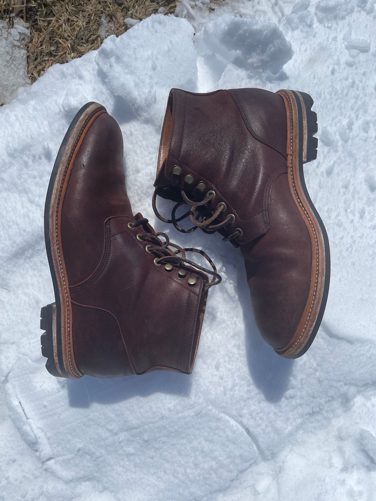 Photo by nasnurse on April 1, 2023 of the Grant Stone Diesel Boot in C.F. Stead Dark Burgundy Classic Kudu.