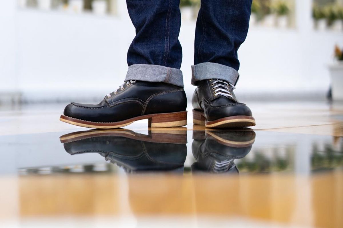 Photo by agogo on February 5, 2024 of the Onderhoud MC01 Moc Toe Boot in Wickett & Craig Black Traditional Harness.
