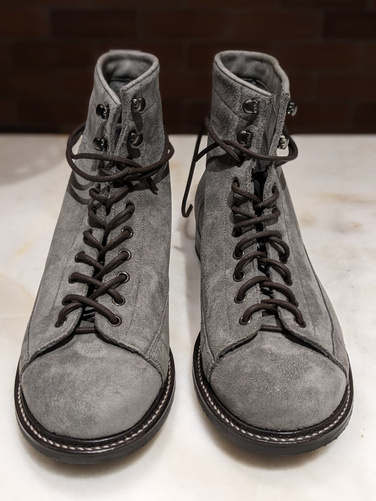 Photo by thereluctantshoemaker on November 5, 2023 of the Bridlen Monkey Boot in C.F. Stead Baltic Kudu Reverse.
