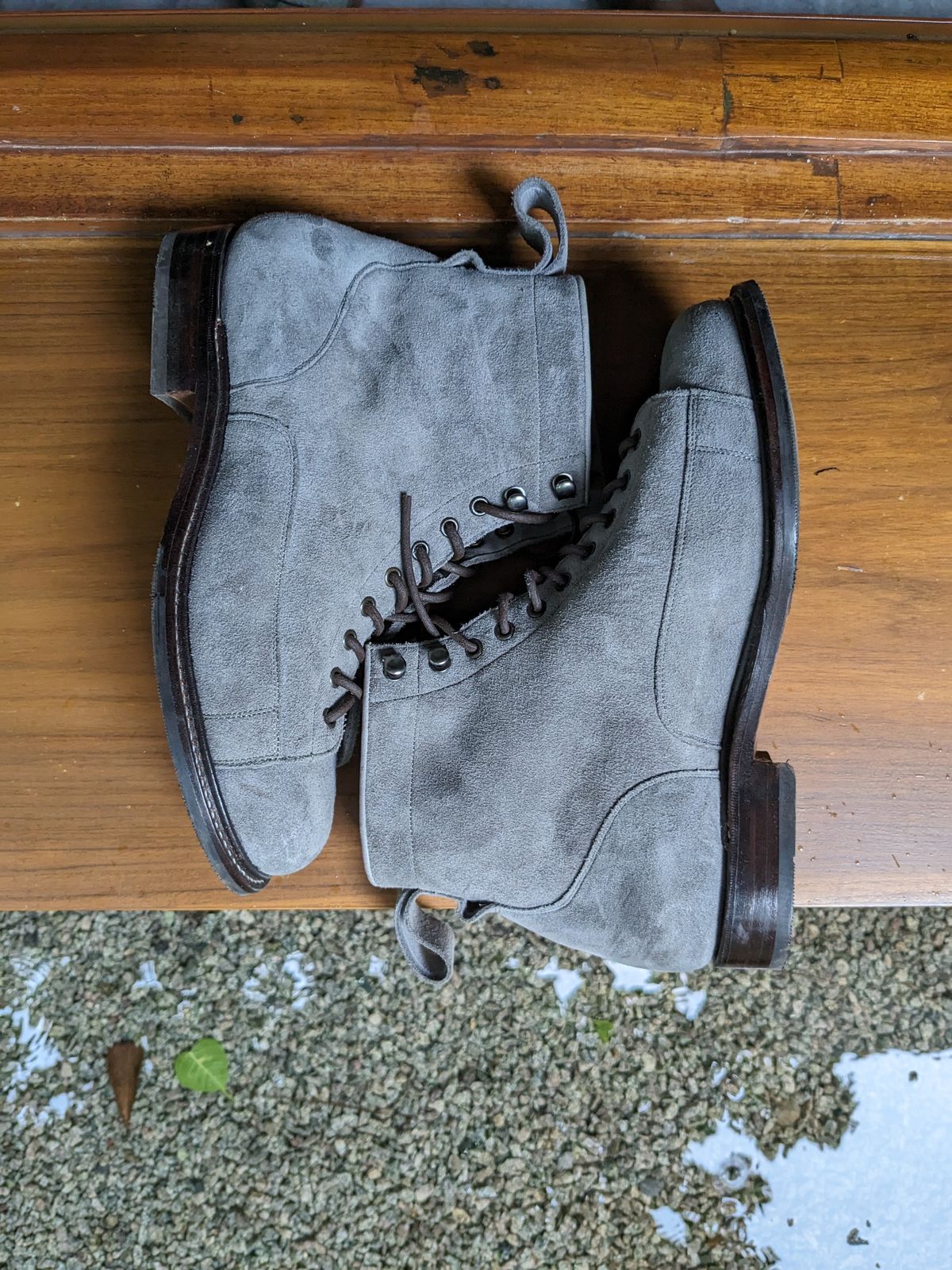 Photo by thereluctantshoemaker on December 4, 2023 of the Bridlen Monkey Boot in C.F. Stead Baltic Kudu Reverse.