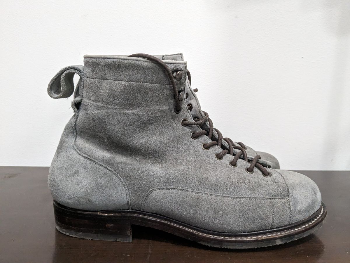 Photo by thereluctantshoemaker on January 1, 2024 of the Bridlen Monkey Boot in C.F. Stead Baltic Kudu Reverse.