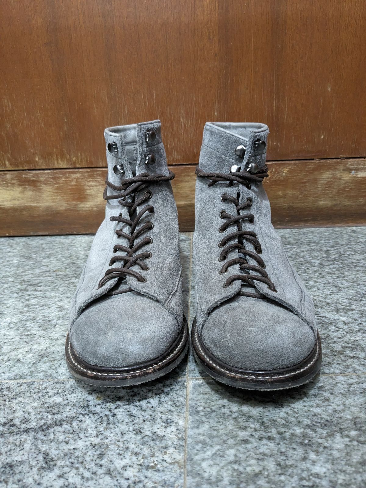 Photo by thereluctantshoemaker on February 5, 2024 of the Bridlen Monkey Boot in C.F. Stead Baltic Kudu Reverse.