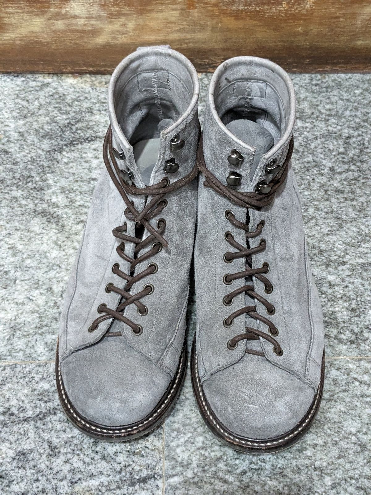 Photo by thereluctantshoemaker on February 5, 2024 of the Bridlen Monkey Boot in C.F. Stead Baltic Kudu Reverse.