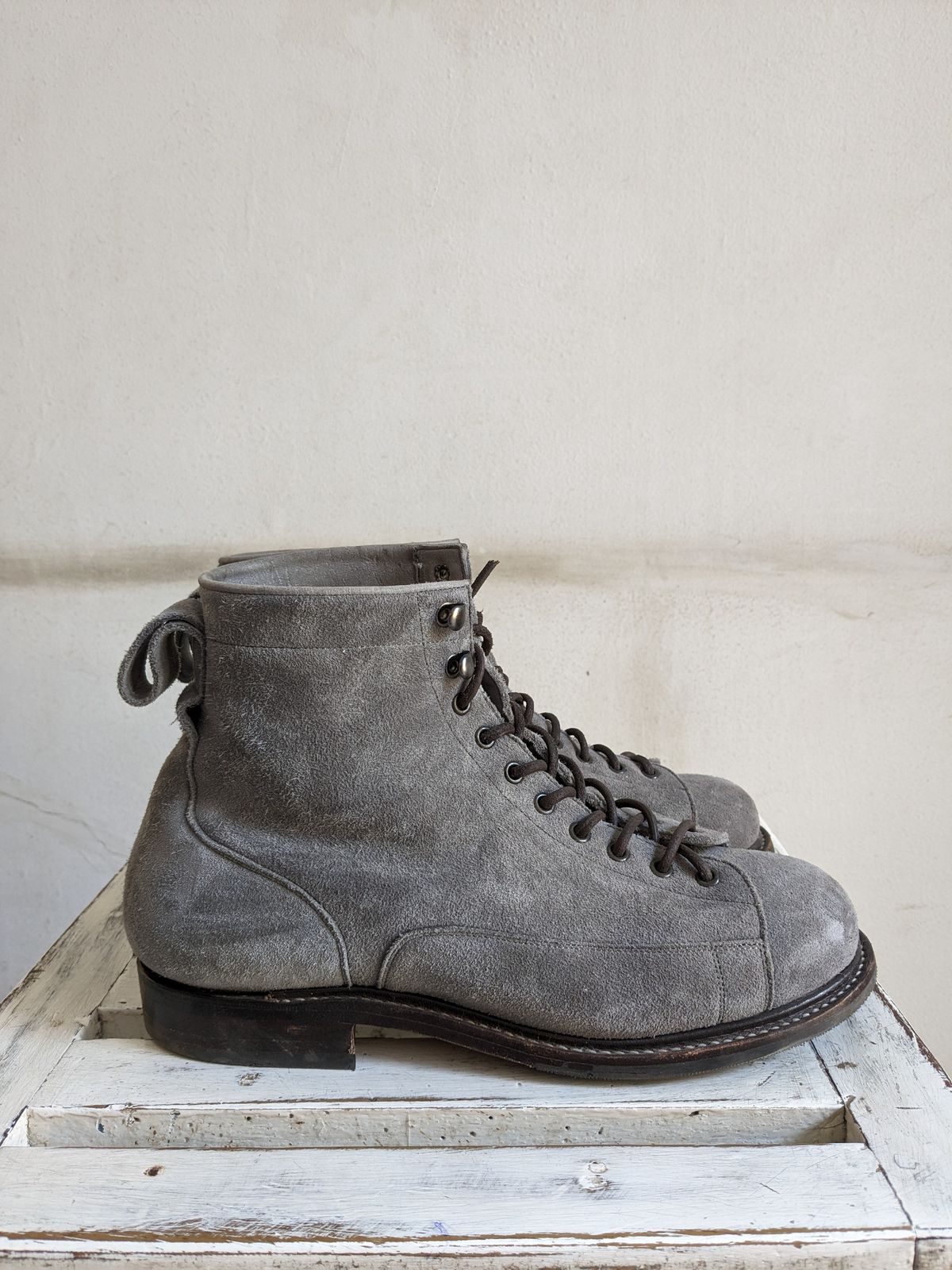 Photo by thereluctantshoemaker on March 1, 2024 of the Bridlen Monkey Boot in C.F. Stead Baltic Kudu Reverse.