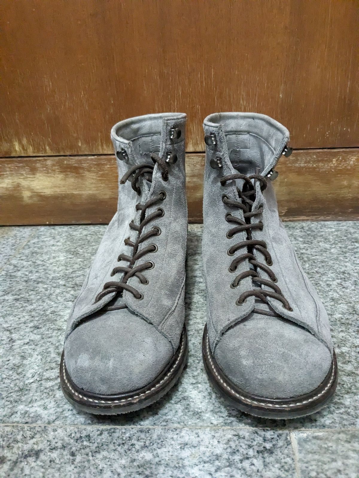 Photo by thereluctantshoemaker on April 4, 2024 of the Bridlen Monkey Boot in C.F. Stead Baltic Kudu Reverse.