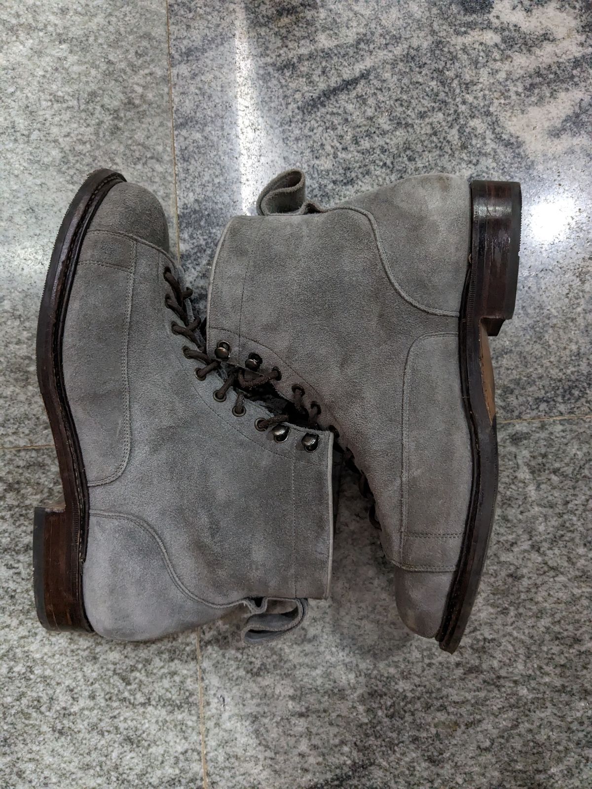 Photo by thereluctantshoemaker on April 4, 2024 of the Bridlen Monkey Boot in C.F. Stead Baltic Kudu Reverse.