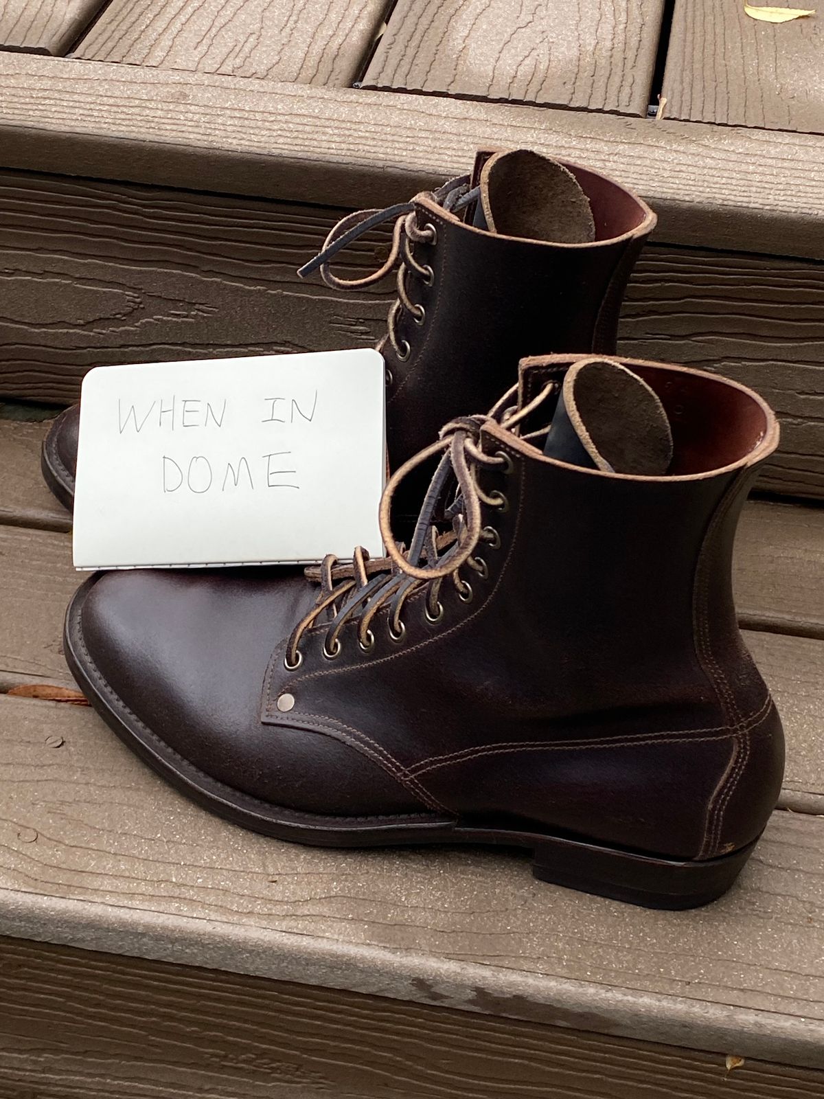 Photo by Behethan on November 5, 2024 of the NF Bootmaker Belmont Boot in Horween Brown Courtland Chromexcel.