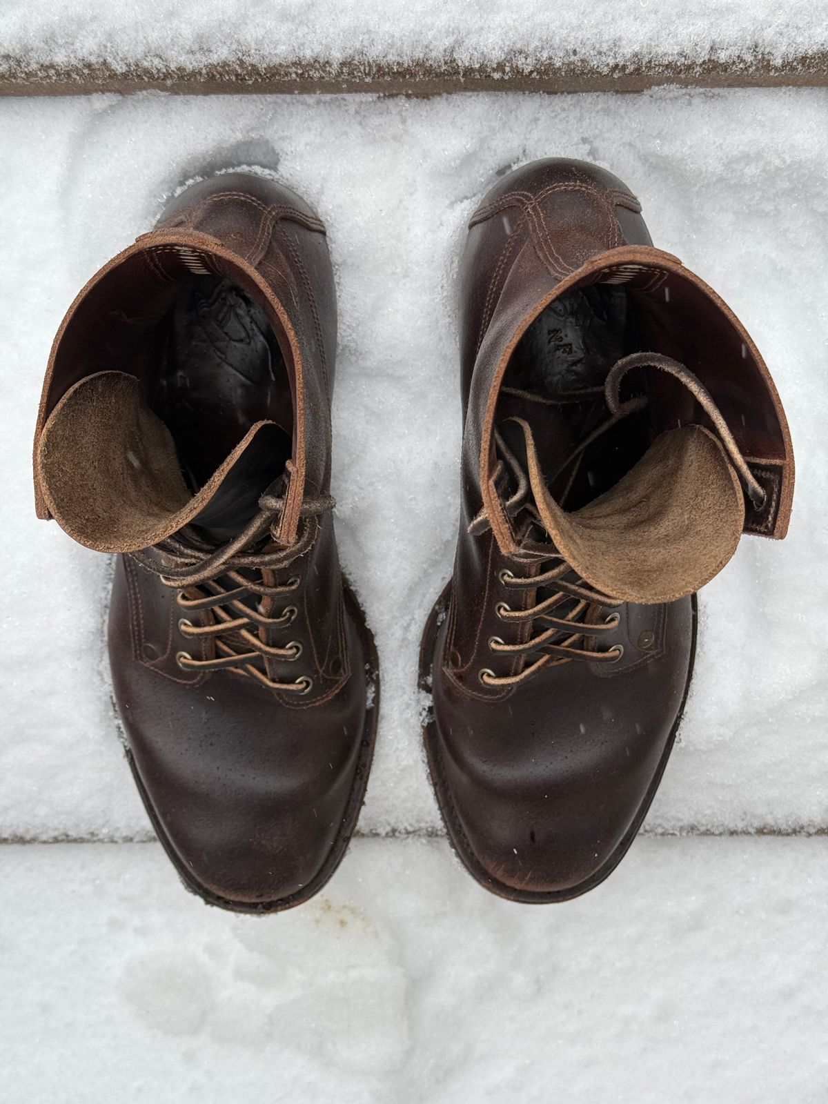 Photo by Behethan on January 5, 2025 of the NF Bootmaker Belmont Boot in Horween Brown Courtland Chromexcel.