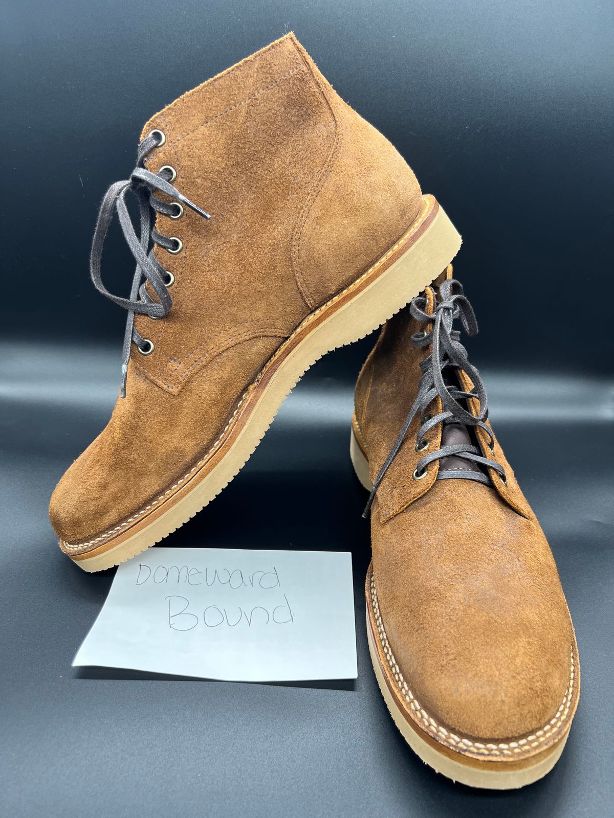 Photo by Thebootbum on October 3, 2023 of the Viberg Service Boot in Seidel Aged Bark Roughout.
