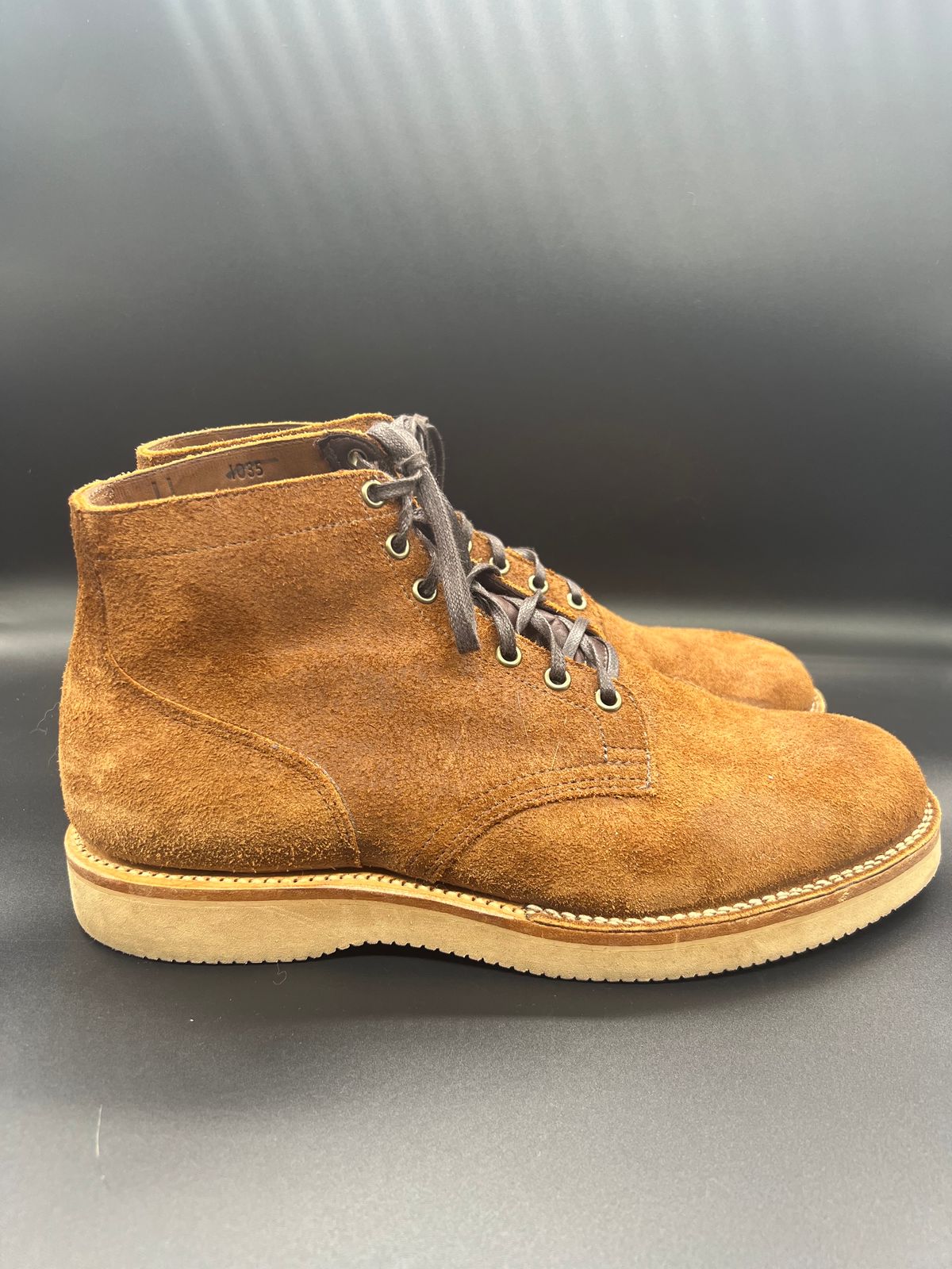 Photo by Thebootbum on November 6, 2023 of the Viberg Service Boot in Seidel Aged Bark Roughout.